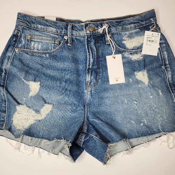 Good American Pants - New Good American Jean Shorts High Rise Distressed Size 6 28